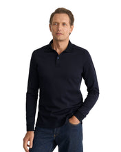 Load image into Gallery viewer, Eton | Interlock Long Sleeve Cotton Polo Shirt in Navy | 100011985 28