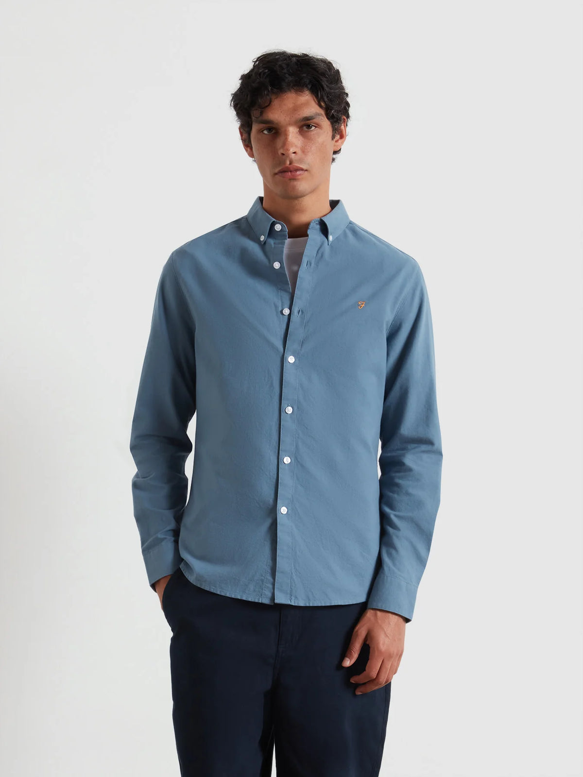 Farah Chalk Blue Slim Fit Shirt f4wsb060 413