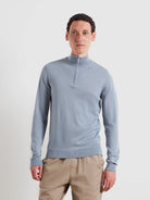 Farah Icelandic Blue Merino Zip Knit F4GF9082 926