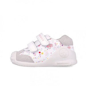 Biomecanics Girls White Floral Shoe 252100