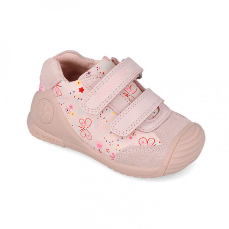 Biomecanics Girls Pink Cotton Floral Velcro Shoe 252100
