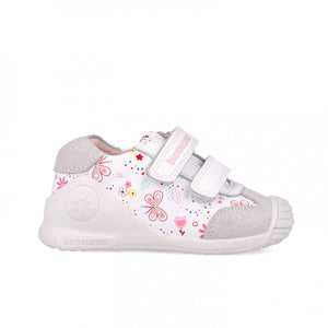 Biomecanics Girls White Floral Shoe 252100