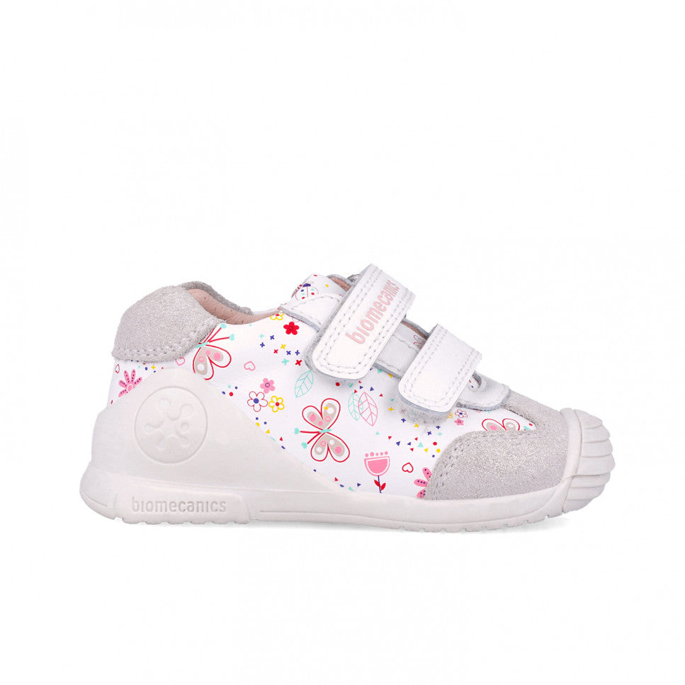 Biomecanics Girls White Floral Shoe 252100
