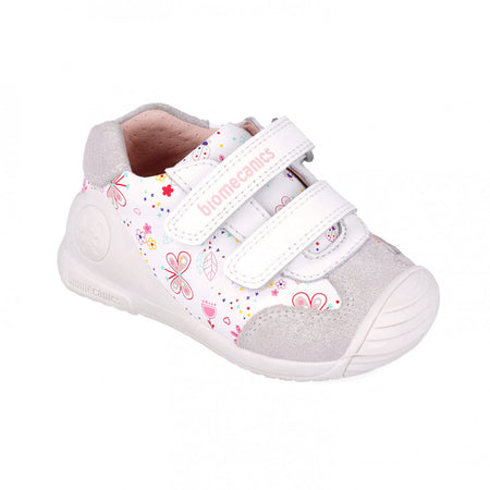 Biomecanics Girls White Floral Shoe 252100