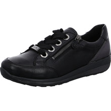 Load image into Gallery viewer, Ara 44587 | Wide H Fit Lace &amp; Zip Leather Trainers in Black &amp; Grey