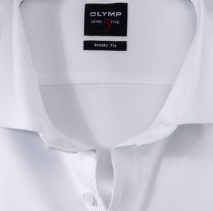 Olymp 0566-64 00 | White Shirt with Weave in Fabric in Slim Body Fit