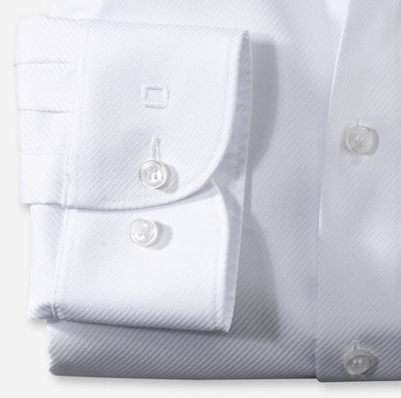 Olymp 0566-64 00 | White Shirt with Weave in Fabric in Slim Body Fit