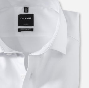 Olymp 0745-64 00 | White Shirt with Weave in Fabric in Modern Fit
