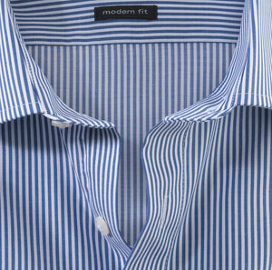 Olymp 0746-64 11 | Navy Blue Striped Long Sleeve Shirt