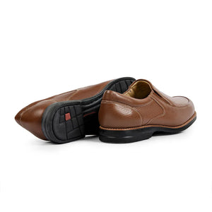Anatomic Gel Americana | Extra Wide H Fit Slip On Leather Shoe in Cedar Brown