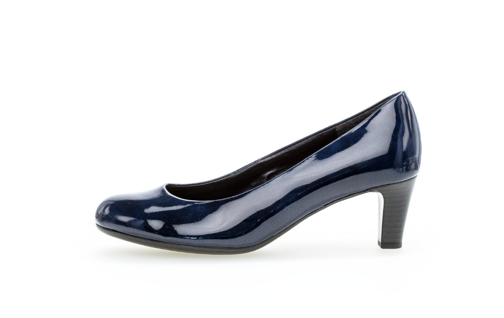 Gabor 21.400.76 5.5cm Heel Court Shoes in Navy Marine Patent Donnellans