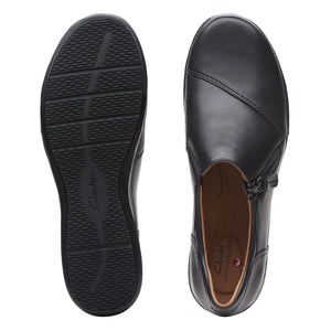 Clarks Appley Zip | Black Leather Side Zip Shoe