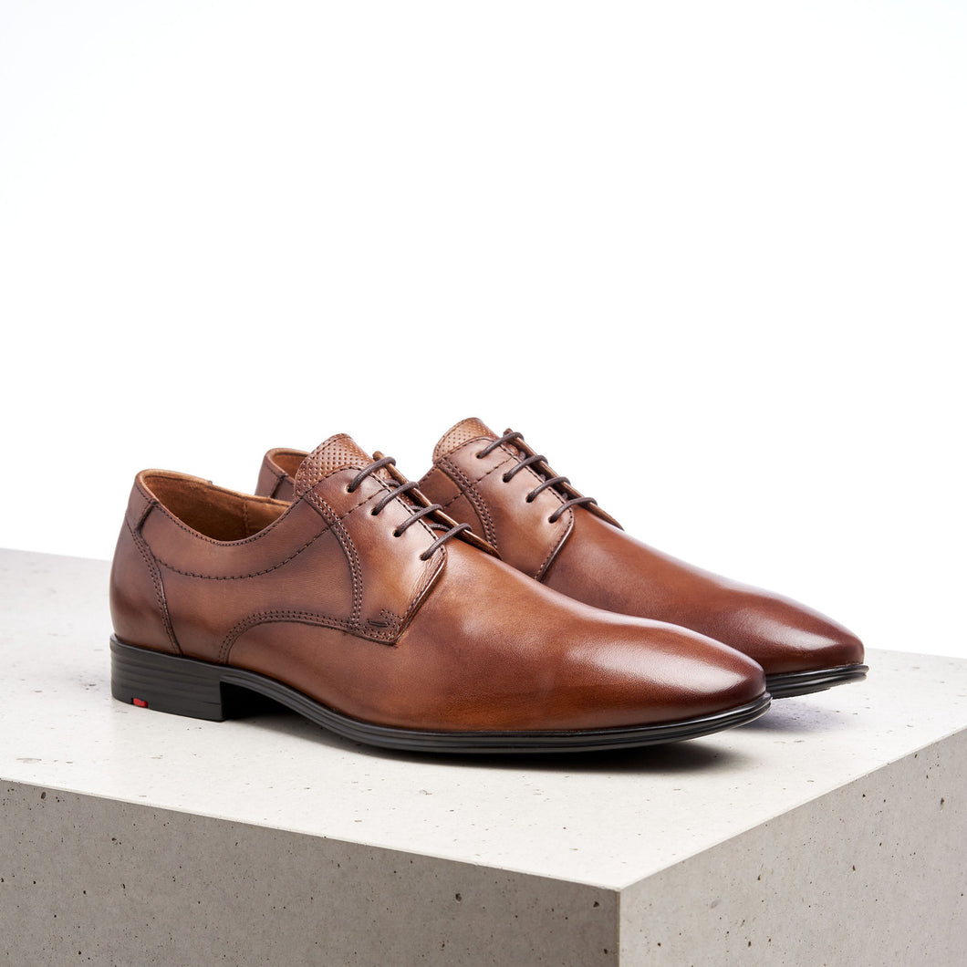 Lloyd Osmond | Leather Dress Shoe with Punched Tongue Detail in Cognac Brown