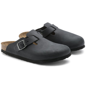 Birkenstock Boston 59463 | Closed Toe Leather Sandals in Black