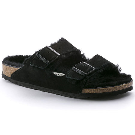 Birkenstock Arizona Shearling 752663 | Shearling Lined Sandals in Black Suede