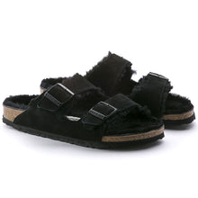 Load image into Gallery viewer, Birkenstock Arizona Shearling 752663 | Shearling Lined Sandals in Black Suede
