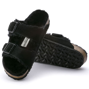 Birkenstock Arizona Shearling 752663 | Shearling Lined Sandals in Black Suede
