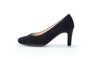 Gabor 91.410.17 | Black Suede Court Shoe with 7cm Heel
