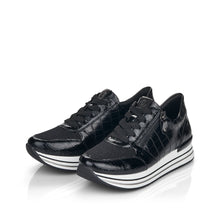 Load image into Gallery viewer, Remonte D1300 | Croc Design Zip Trainers in Black