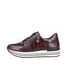 Load image into Gallery viewer, Remonte D1300 | Croc Design Zip Trainers in Burgundy