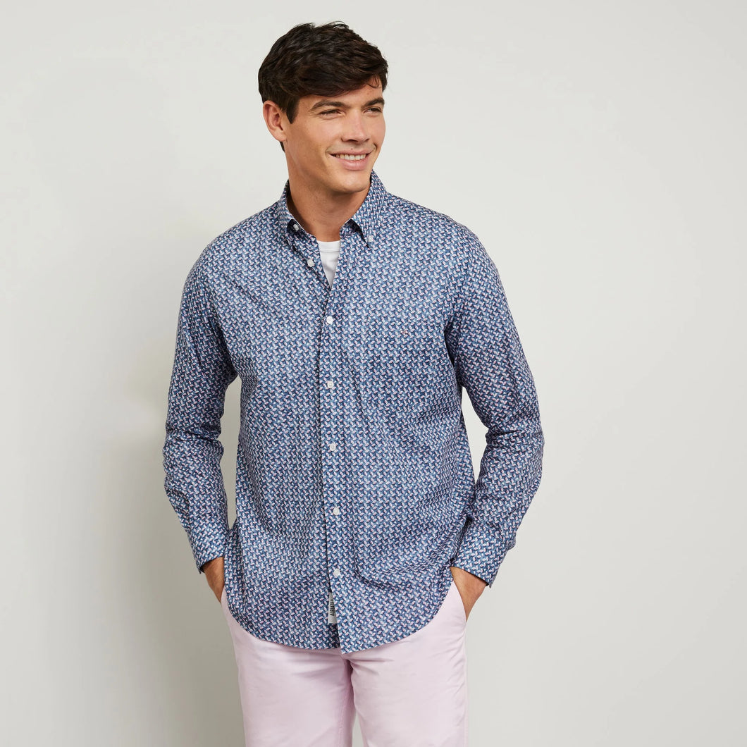 Eden Park E23CHECL0041 rom | Regular Fit Printed Shirt in Blue & Pink