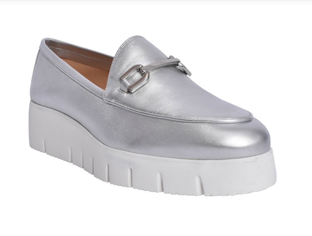 Unisa Famo 23 | Wedge Platform Loafers in Silver
