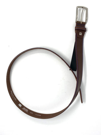 Michaelis | Cognac Leather Belt with Blue Stitch