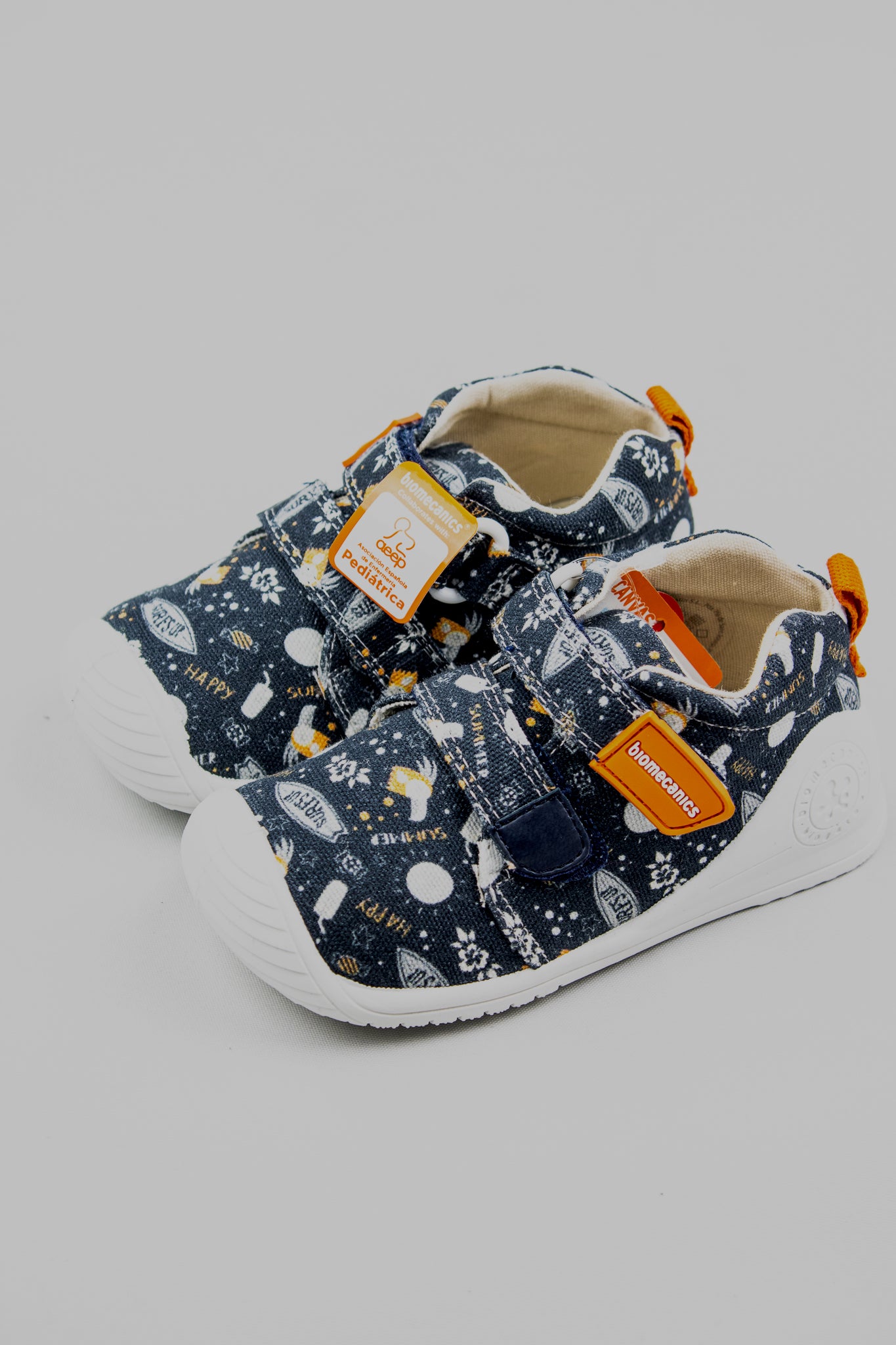 Biomecanics Girls Double Velcro Shoe in Marine Navy with Summer Print 212220 for sale online Ireland 