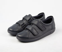 Load image into Gallery viewer, Ecco Double Velcro Strap Leather Shoes in Navy Marine 206513