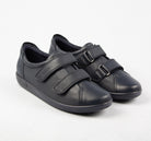 Ecco Double Velcro Strap Leather Shoes in Navy Marine 206513