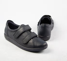 Ecco Double Velcro Strap Leather Shoes in Navy Marine 206513