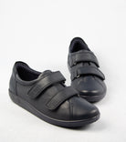 Ecco Double Velcro Strap Leather Shoes in Navy Marine 206513