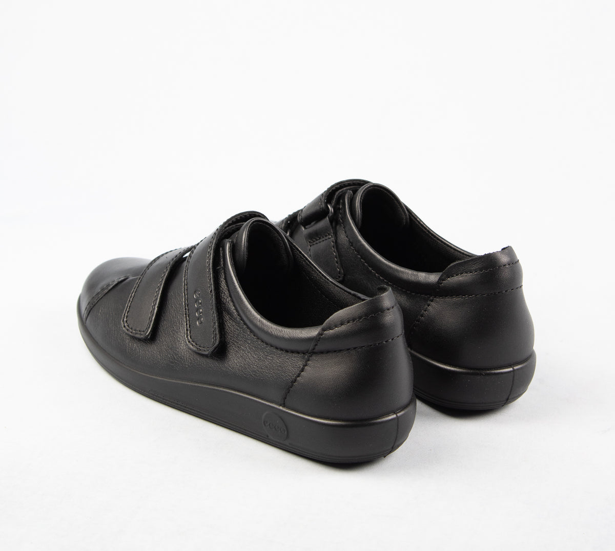 Ecco Double Velcro Strap Leather Shoes in Black 206513