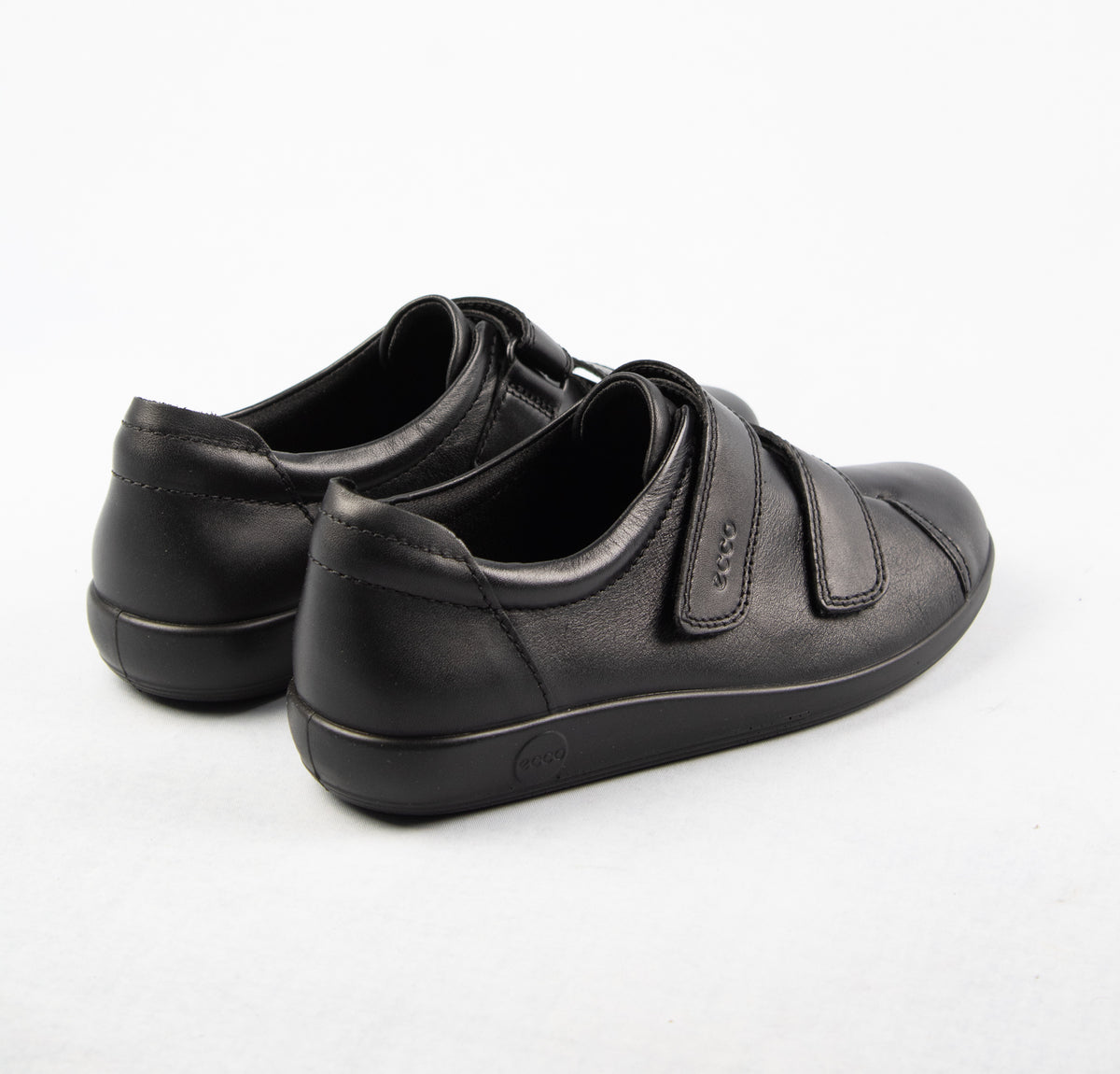 Ecco Double Velcro Strap Leather Shoes in Black 206513