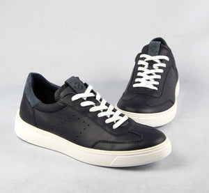 Ecco Street Tray Leather Shoes in Navy 504714