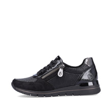 Load image into Gallery viewer, Remonte R6700 | Low Wedge Zip Trainers in Black