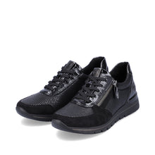 Load image into Gallery viewer, Remonte R6700 | Low Wedge Zip Trainers in Black