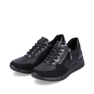 Remonte R6700 | Low Wedge Zip Trainers in Black