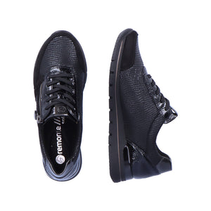 Remonte R6700 | Low Wedge Zip Trainers in Black