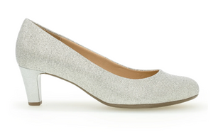Gabor 01.400.60 | Glitz Court Shoes in Silver with 5.5cm Heel