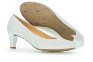 Gabor 01.400.60 | Glitz Court Shoes in Silver with 5.5cm Heel