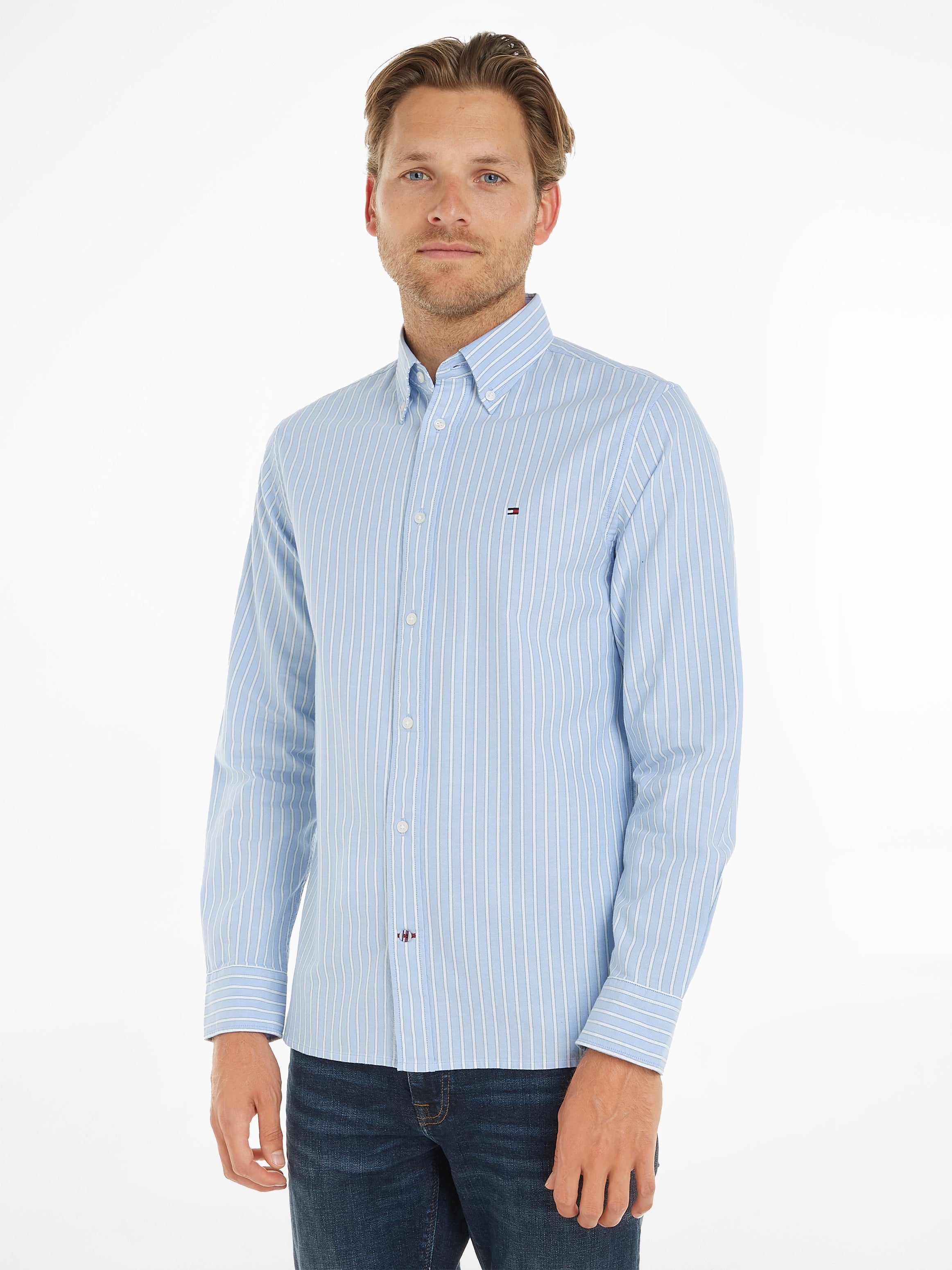 Tommy Hilfiger mw0mw30684 0a4 Regular Fit Candy Striped Shirt in Blu Donnellans