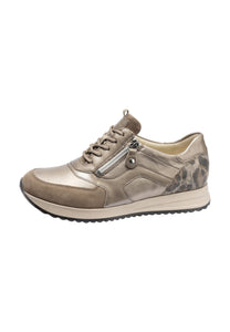 Waldläufer Vicky | Motta Beige Lace & Zip Trainers in a Wide H Fit