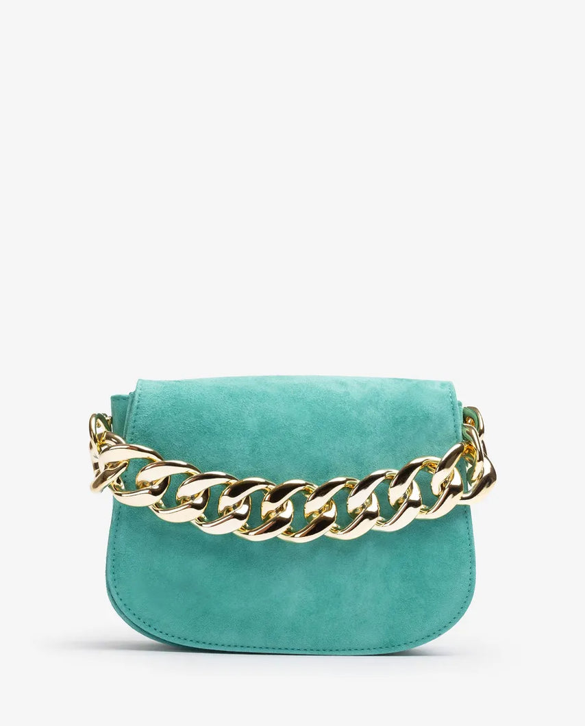 Unisa Zbruna | Small Suede Handbag with Magnetic Snap Closure