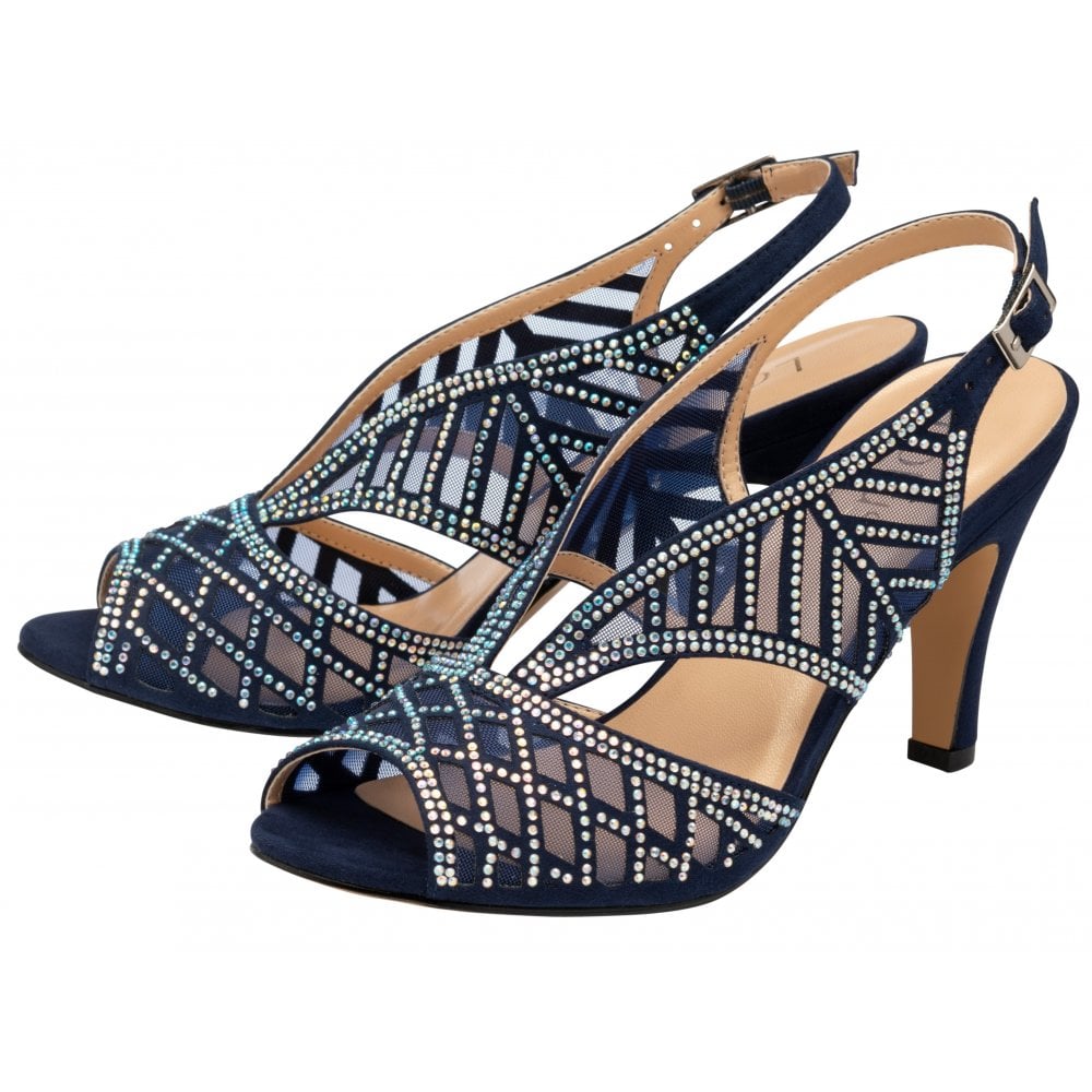 Navy diamante online sandals