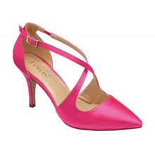 Load image into Gallery viewer, Lotus Willow | Cross Strap Court Shoe in Pink Satin with 9cm Stiletto Heel
