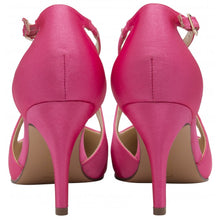 Load image into Gallery viewer, Lotus Willow | Cross Strap Court Shoe in Pink Satin with 9cm Stiletto Heel