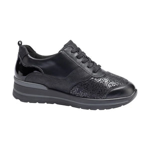 Waldläufer Sarah | Extra Extra Wide M Fit Lace & Zip Trainers in Black